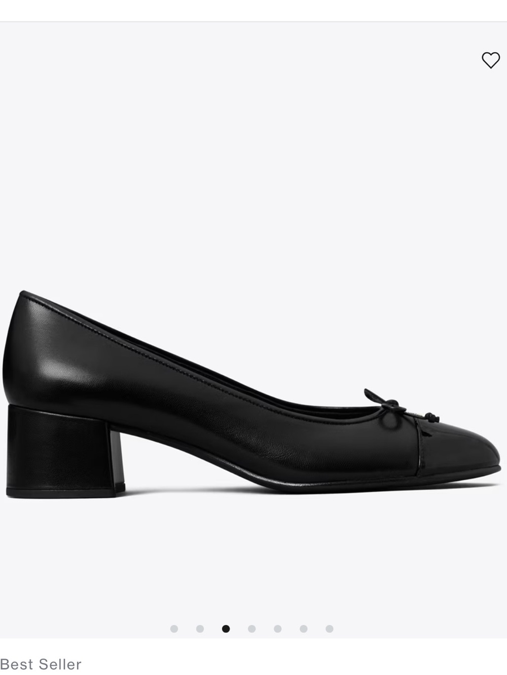 Tory Burch Black Leather Patent Cap Toe Block Heel Pumps Size 7.5